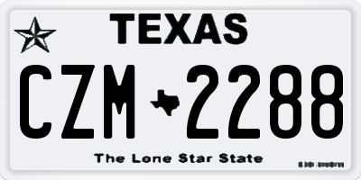 TX license plate CZM2288
