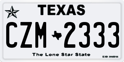TX license plate CZM2333