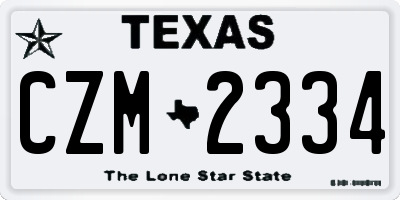 TX license plate CZM2334