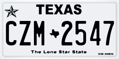 TX license plate CZM2547