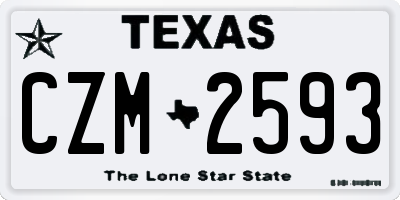 TX license plate CZM2593