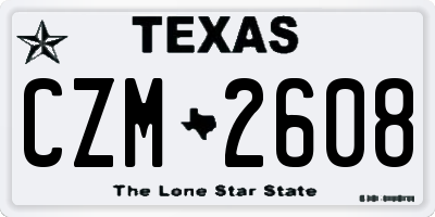 TX license plate CZM2608