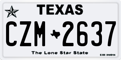 TX license plate CZM2637