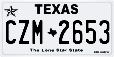 TX license plate CZM2653