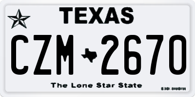 TX license plate CZM2670