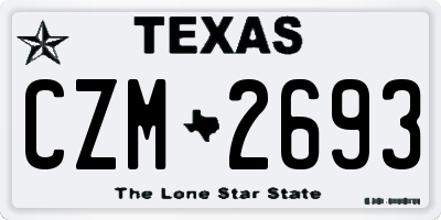TX license plate CZM2693