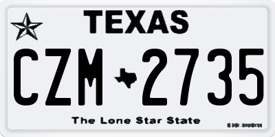 TX license plate CZM2735
