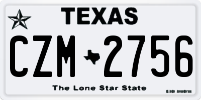 TX license plate CZM2756