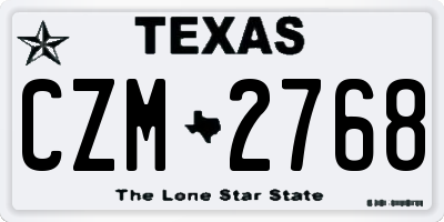 TX license plate CZM2768