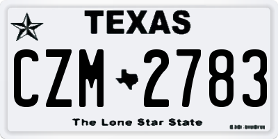 TX license plate CZM2783