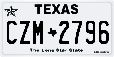 TX license plate CZM2796