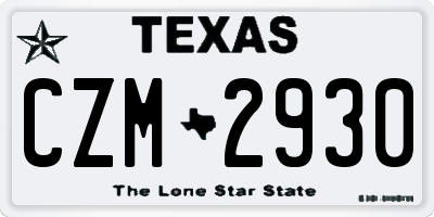 TX license plate CZM2930