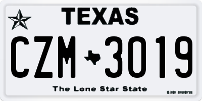 TX license plate CZM3019