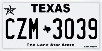 TX license plate CZM3039