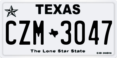 TX license plate CZM3047