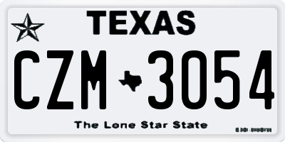 TX license plate CZM3054