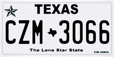 TX license plate CZM3066