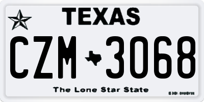 TX license plate CZM3068
