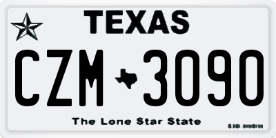 TX license plate CZM3090