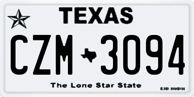 TX license plate CZM3094