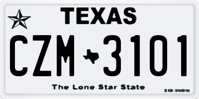 TX license plate CZM3101
