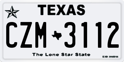 TX license plate CZM3112