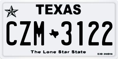 TX license plate CZM3122