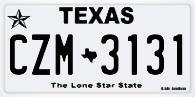TX license plate CZM3131