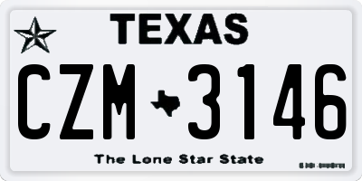 TX license plate CZM3146