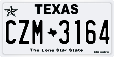 TX license plate CZM3164