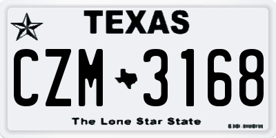 TX license plate CZM3168