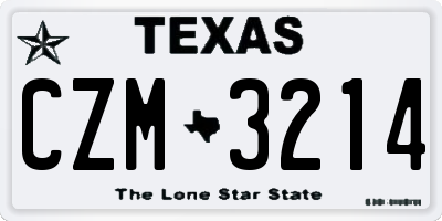 TX license plate CZM3214
