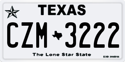 TX license plate CZM3222