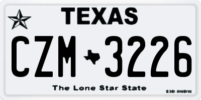 TX license plate CZM3226