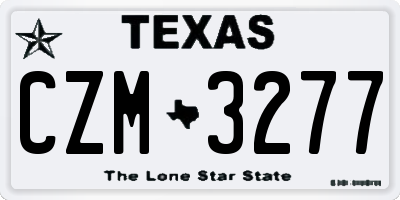 TX license plate CZM3277