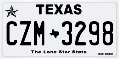 TX license plate CZM3298