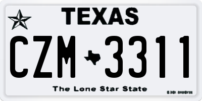TX license plate CZM3311
