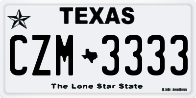 TX license plate CZM3333