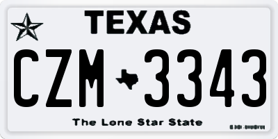 TX license plate CZM3343