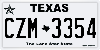TX license plate CZM3354