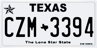 TX license plate CZM3394