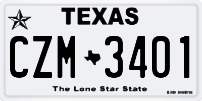 TX license plate CZM3401