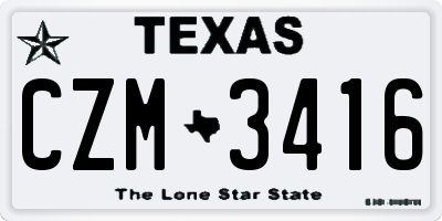 TX license plate CZM3416