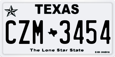 TX license plate CZM3454