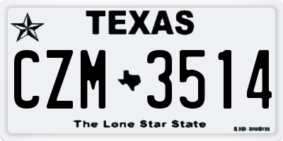 TX license plate CZM3514