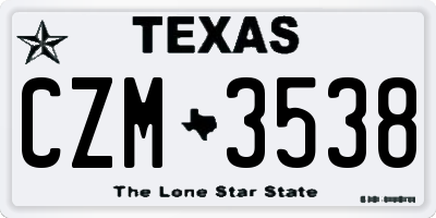 TX license plate CZM3538