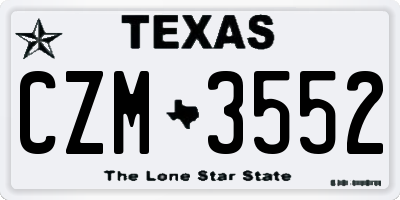 TX license plate CZM3552