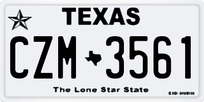 TX license plate CZM3561