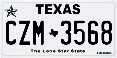 TX license plate CZM3568