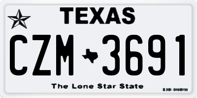 TX license plate CZM3691